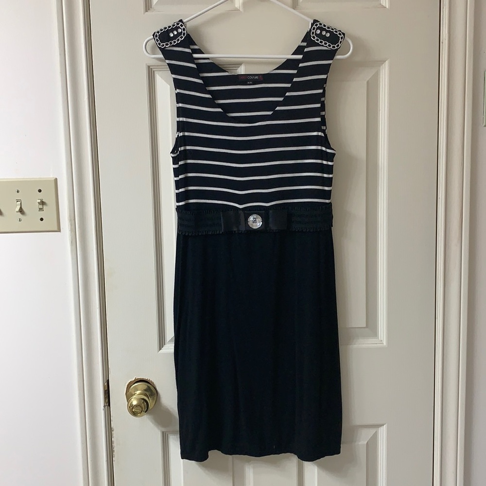 🌷3 for$25🌷Candy Couture, US M, Black & White Stripe Jewelled Sleeveless Dress